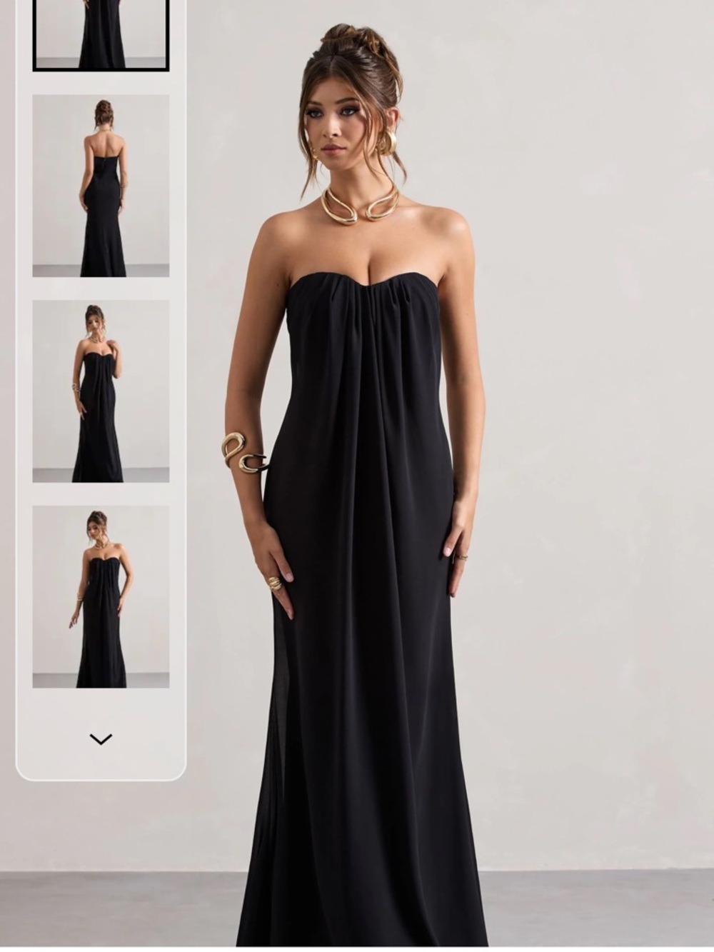 New Club L London Kaz Black Chiffon Sweetheart Maxi Dress 8